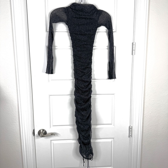 JONATHAN SIMKHAI STANDARD Alyssa Shimmer Tulle Dress NEW Size S Black Metallic - Picture 9 of 16